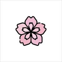 A pink flower with black lines on it vector