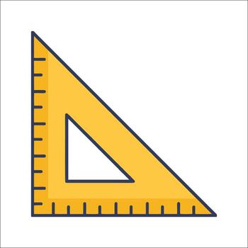 A yellow triangle with a ruler on it vector