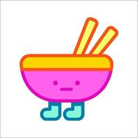 A colorful bowl with chopsticks in it vector