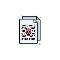A file with a skull on it and a binary code vector