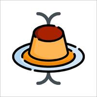 A pudding on a plate icon vector