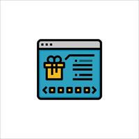 A web page with a gift box icon vector