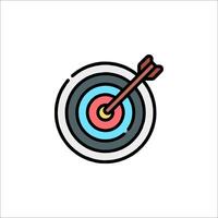 Arrow in the center of target icon vector