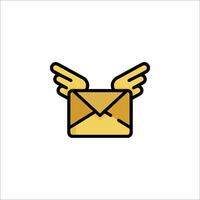 An envelope with wings icon vector