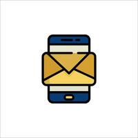Email icon on a phone with envelope vector