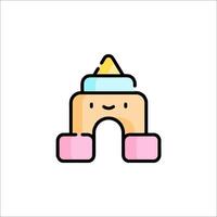 A cartoon character with a hat on top of a building vector