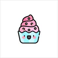 A cute cupcake with a smile on it vector