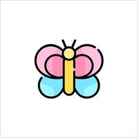 A butterfly icon with a pink and blue color scheme vector