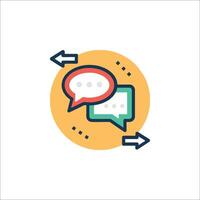 A conversation icon with two speech bubbles vector