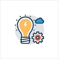Light bulb with gears and cloud icon vector