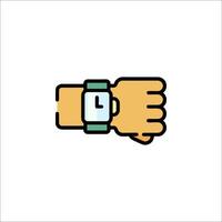 A watch icon with a hand holding it vector