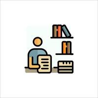 A man sitting at a desk with a book in front of him vector