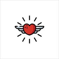 Heart with wings icon vector