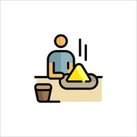 A man is making a cake with a yellow object vector