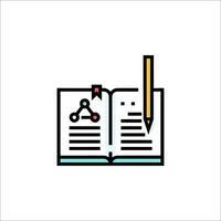 An open book with a pencil and a pen vector