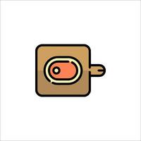 A square box with a slice of meat inside vector