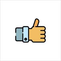 A thumbs up icon with a hand in the middle vector