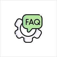 Faq icon with gear wheel and speech bubble vector