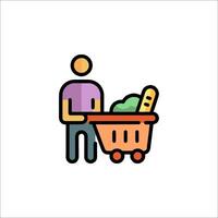 A man with a shopping cart icon vector