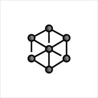 A black and white image of a hexagon with a circle in the middle vector