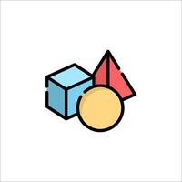 A colorful icon of a cube, triangle and a cube vector
