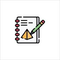 A notebook with a pyramid on it and a pencil vector