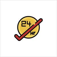 A 24 hour clock icon with a red arrow vector