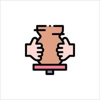 A hand holding a pot on a white background vector