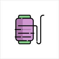 A purple spool of thread with a green handle vector