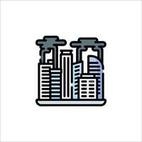 A city skyline with smoke coming out of it vector