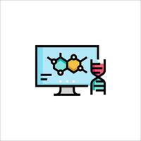 Dna molecule icon on a computer screen vector
