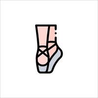 A ballet shoe icon in a line drawing vector