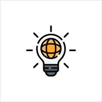 Light bulb icon with globe inside vector