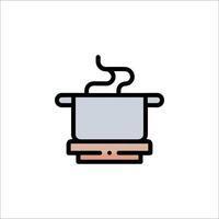 A pot with steam coming out of it on a stove vector