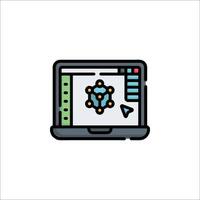 A laptop with a computer screen and a computer icon vector