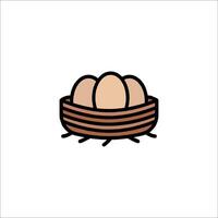 An illustration of a bird's nest with eggs inside vector
