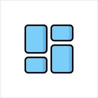 A blue square icon with four squares inside vector