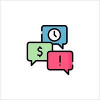 Time and money speech bubbles icon illustration vector
