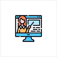 A woman is holding a pointer on a computer screen vector