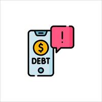 Debt icon with speech bubble and phone vector