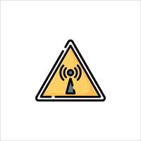 A warning sign with a radio signal icon vector