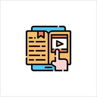 A hand pointing to a book with a on it vector