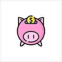 A pink piggy bank with a dollar sign on it vector