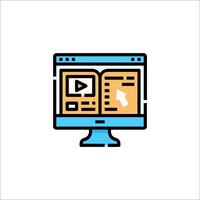icon on a computer monitor with a book vector