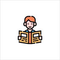 A man reading a book icon vector