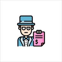 A man in a top hat holding a paper with a dollar sign vector