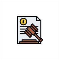 A judge's gavel and paper document icon vector