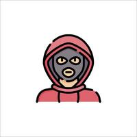 A man in a hoodie with a mask on his face vector