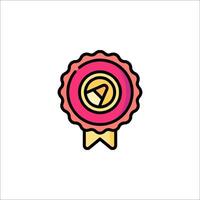 A pink and yellow badge with a star on it vector