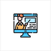 A person is pointing at a computer screen vector